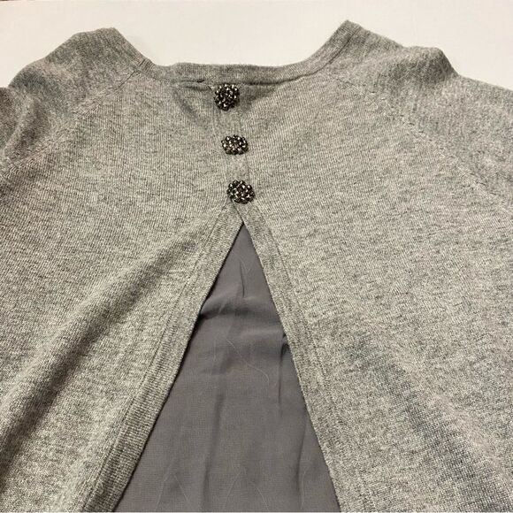 ii Sisters Heathered Gray Angora Fur Rhinestone Split Back Sweater Women's Med. - Picture 12 of 12